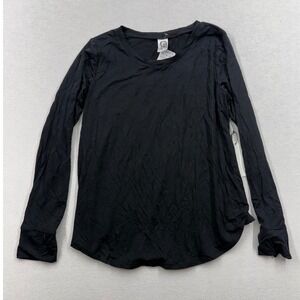 Erge Long Sleeved Black Cotton Girls XL‎ Tee Rounded Hem Soft Comfortable NWT